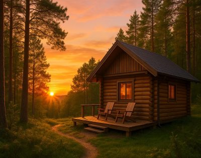 Medinis namelis Aukštaitijoje – ramybė, židinys, pirtis