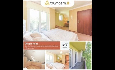 Ošupio kopa – Kambarių ir apartamentų nuoma poilsiui dviems Šventojoje,  tik 50 metrų iki jūros