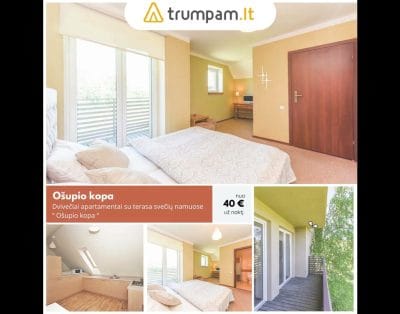 Ošupio kopa – Kambarių ir apartamentų nuoma poilsiui dviems Šventojoje,  tik 50 metrų iki jūros