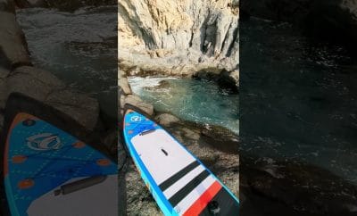 Arriving to hidden natural pool with Paddle Surf