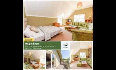 Ošupio kopa – Atostogų aprtamentai su terasa poilsiui, atostogoms prie jūros.