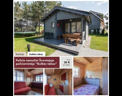 Poilsio nameliai Šventojoje poilsiavietėje „Gulbės takas.”