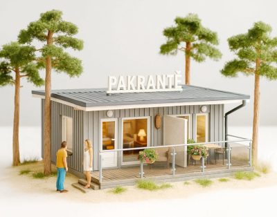 Pakrantė – mažo namelio nuoma didelėms vasaros akimirkoms poilsiavietėje „Undinėlė“ Šventojoje
