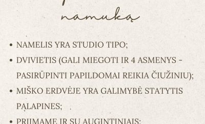 ⸻Ieškote poilsio gamtos apsuptyje?
Kviečiame apsistoti jaukiame miško namelyj…