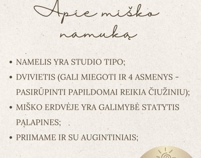 ⸻Ieškote poilsio gamtos apsuptyje?
Kviečiame apsistoti jaukiame miško namelyj…