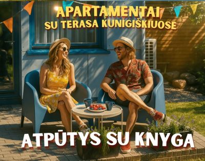 Atpūtys su knyga – apartamentų nuoma terasa Kunigiškiuose
