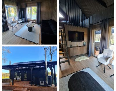 Namelis miške nuomai – Užburtas Miškas | Jacuzzi, židinys, žvejyba