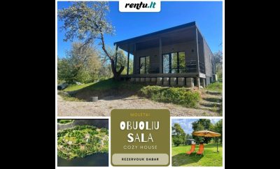 Obuoliu sala Cozy House – Poilsio namelis prie ežero Molėtuose, saloje