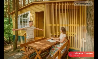 Mediniai nameliai Šventojoje „Pingvinas“ – ramus poilsis pušyne prie jūros