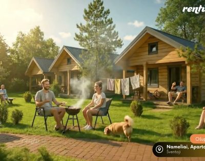Jaukus poilsis Šventojoje „Ošupio kopa“ – apartamentai, rąstiniai nameliai ir paplūdimys šalia!