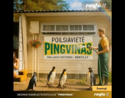 Poilsis pušyne Šventojoje | Mediniai nameliai „Pingvinas“