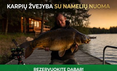 Ezeras karpiu žūklei. Išuvinimas licenzinio ežero skirto karpių žvejybai.
