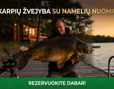 Ezeras karpiu žūklei. Išuvinimas licenzinio ežero skirto karpių žvejybai.