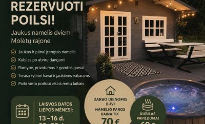 Namelis Žibutė: poilsis ežero apsuptyje ir romantiškas pabėgimas