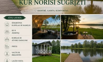 Poilsis šalia ežero: nuomokite namelį su kubilu ir pirtimi
