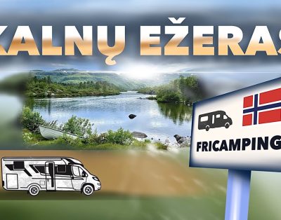 Maudynės ir nakvynė kemperiu prie kalnų ežero Norvegijoje