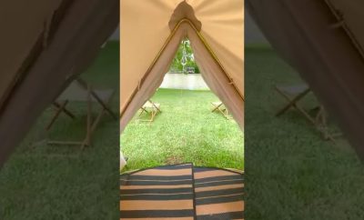 Piknikas po žvaigždėmis su glamping telte prie ežero Teksase
