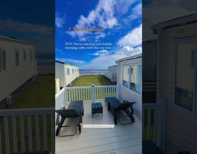 Atraskite pajūrio ramybę: svajonių karavanas su vaizdu į jūrą Northumberland’e.